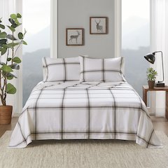 Cotton Flannel Sheet Set in Tan Plaid