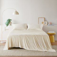 Cotton Blend Jersey Knit All Season Sheet Set, Cream color