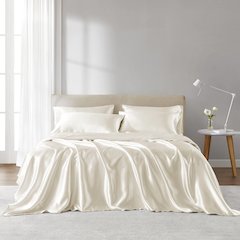 Satin Luxury 6 PC Sheet Set, Ivory color