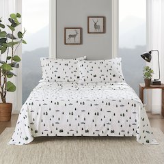 Cotton Flannel Sheet Set in Green Trees & Trucks
