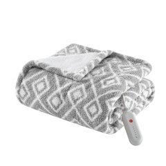 Amira Dream Soft Heated Throw in Grey Geo