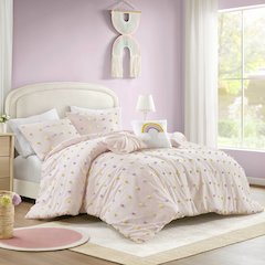 Callie Cotton Jacquard Pom Pom Comforter Set, Pink Multi color