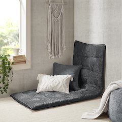 Edelia Poly Chenille Lounge Floor Pillow Cushion in Charcoal
