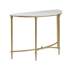 White Marble Hallway Table, Modern Luxury Console Table with Gold Legs