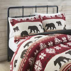 Tunbridge Print Sherpa Comforter Set, Red/Black color