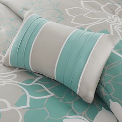 Lola Printed Cotton Sateen Comforter Set, Aqua color