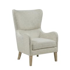 Beige Wing Chair with Stylish Design and Comfortable Upholstery