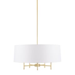 5-Light White Drum Shade Chandelier