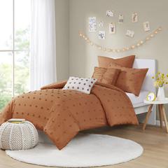 Cotton Jacquard Duvet Cover Set with Euro Shams and Throw Pillows