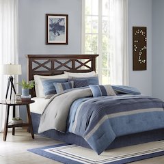 Navy Microsuede Comforter Set, Belen Kox