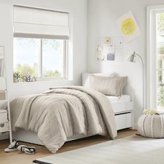 Logan Woven Striped Duvet Set, Neutral color