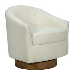Upholstered Swivel Chair with Wood Base