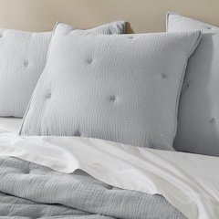 Breeze Cotton Gauze  Embroidered Euro Sham, Blue color