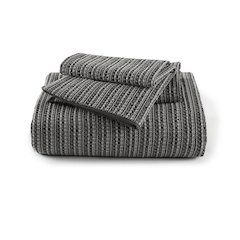 Lyon Waffle Washed Duvet Set, Charcoal color