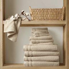 Quick Dry 100% Cotton 12pc Towel Set, Beige color