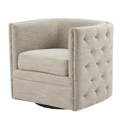 Cream Swivel Lounge Chair with Multi Pattern and 56.28 lb weight