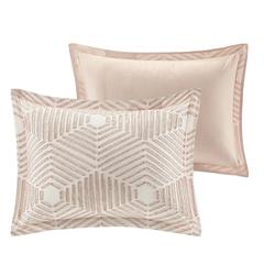 Blush Geometric Clipped Jacquard Comforter Set, Belen Kox