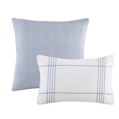 Morgan 5 Piece Cotton Jaquard Duvet Set, White/Blue color