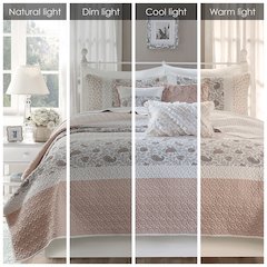 6 Piece Cotton Percale Quilt Set with Throw Pillows