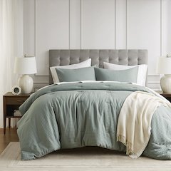 Mina Waffle Weave Textured Comforter Set, Sage Green color