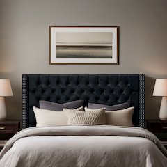 Amelia Upholstered Wingback Headboard with Button Tufting & Nailhead Trim