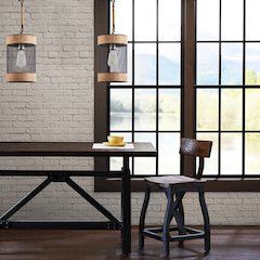 Natural Rope and Metal Mesh Cylinder Pendant