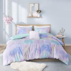Watercolor Tie Dye Printed Duvet Cover Set with Throw Pillow