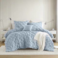 Bailey Diamond Pucker Woven Comforter Set, Blue color