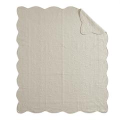 Oversized Quilted Throw with Scalloped Edges