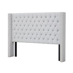 Gray Upholstery Headboard with Plywood Frame and Metal Legs for Bedroom