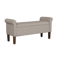Aubrey Upholstered Storage Bench, Cream color