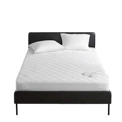 Embossed Microfiber Heated Mattress Pad in White