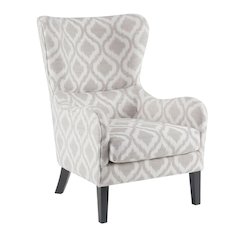 Grey Wingback Accent Chair with Arianna Pattern and Comfortable Design