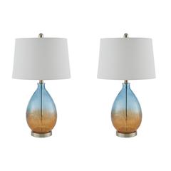 Cortina Blue Glass Table Lamp Set, Belen Kox