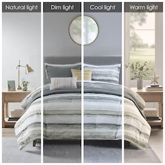 8 Piece Printed Seersucker Comforter and Quilt Set Collection