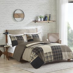 Winter Hills Oversized Cotton Quilt Set, Tan color