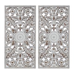 Botanical Panel Distressed Carved Wood 2-piece Wall Decor Set