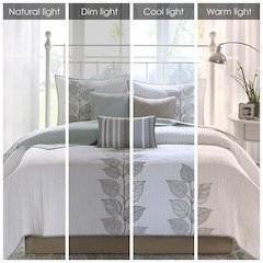 6 Piece Embroidered Quilt Set with Throw Pillows