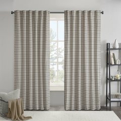 Plaid Rod Pocket and Back Tab Curtain Panel with Fleece Lining