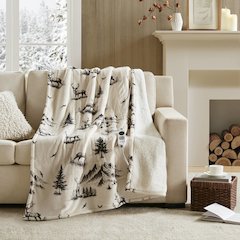 Print Plush to Sherpa Heated Throw