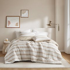Merritt Yarn-dyed striped comforter, Taupe color