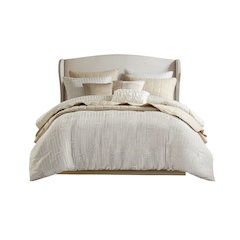 Royce 10 Piece Luxury Jacquard Comforter Set, Ivory color