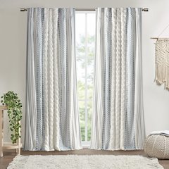 Cotton Printed Curtain Panel with Chenille Stripe and Lining