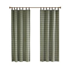 Plaid Faux Leather Tab Top Curtain Panel with Fleece Lining