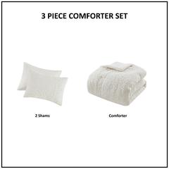 Orly 3 Piece Tufted Woven Comforter Set, Ivory color