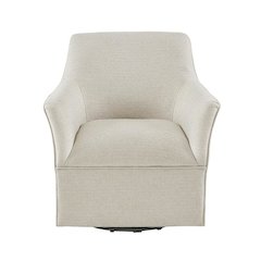 Beige Swivel Rocker Recliner Chair with Upholstered Seat and Back