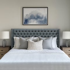 Amelia Upholstered Wingback Headboard with Button Tufting & Nailhead Trim