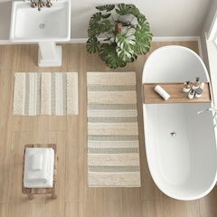 Asher Woven Texture Stripe Bath Rug