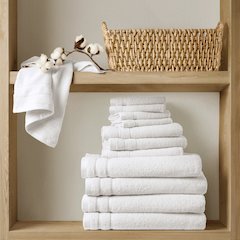 Quick Dry 100% Cotton 12pc Towel Set, White color