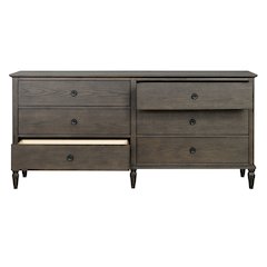 Victoria 6-drawer wood dresser (70"), Antique Brown color
